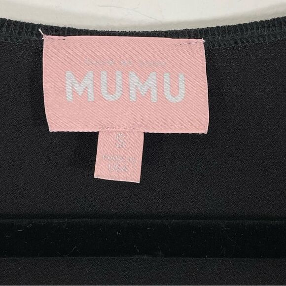 Show Me Your Mumu Top Tier Mini Dress Size SMALL Black Long sleeve Ruffle - Picture 5 of 8